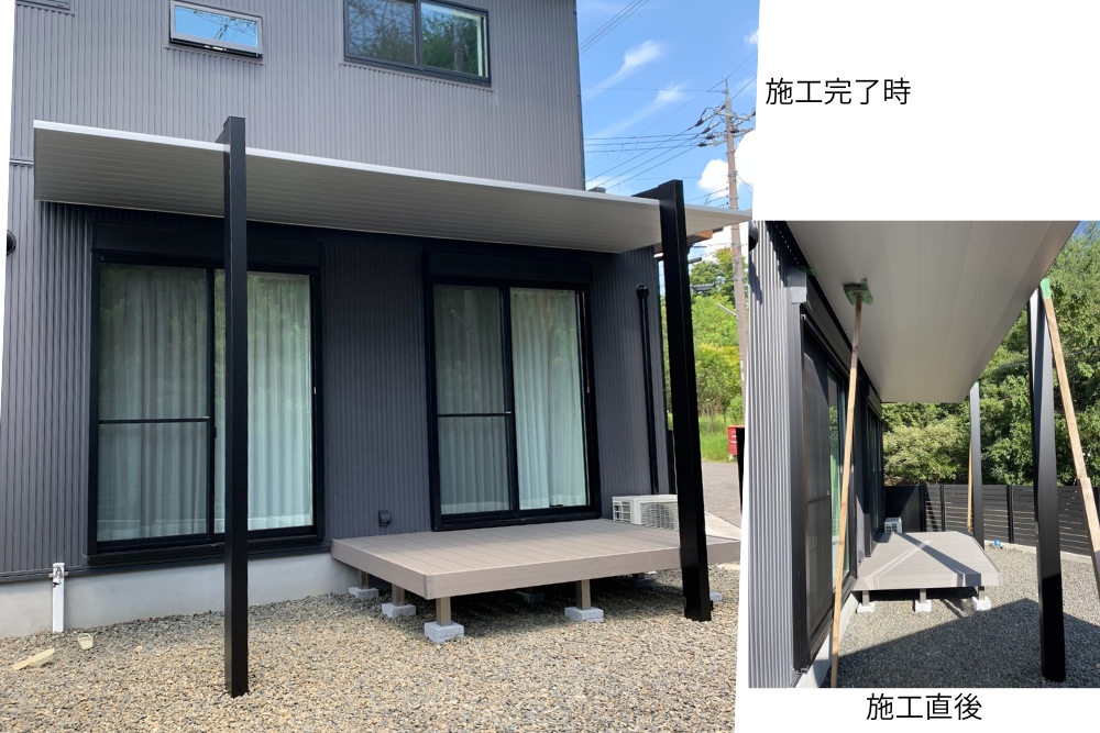 これからの季節、庭で楽しむためのウッドデッキ、デッキの屋根、お子様のプールやバーベキューなど