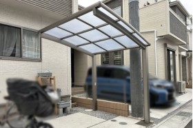 施工事例｜自転車置場の屋根、配置が難しい現場でした！