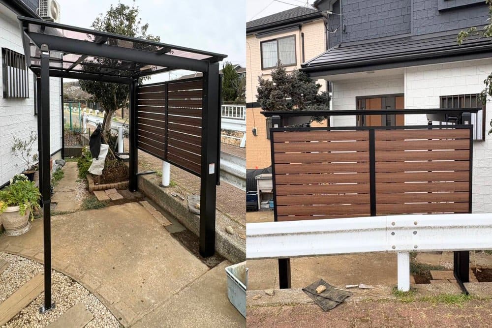 ＜最近の施工事例＞禁じ手かも？ネスカFミニ（着脱式サポート付）にフェンスABの木調フェンスを取付！