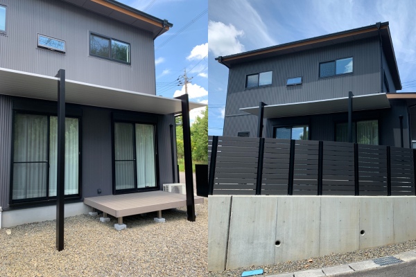 施工事例｜デッキと屋根をご希望。陽当りが良くお子様のプールの日除けにも！