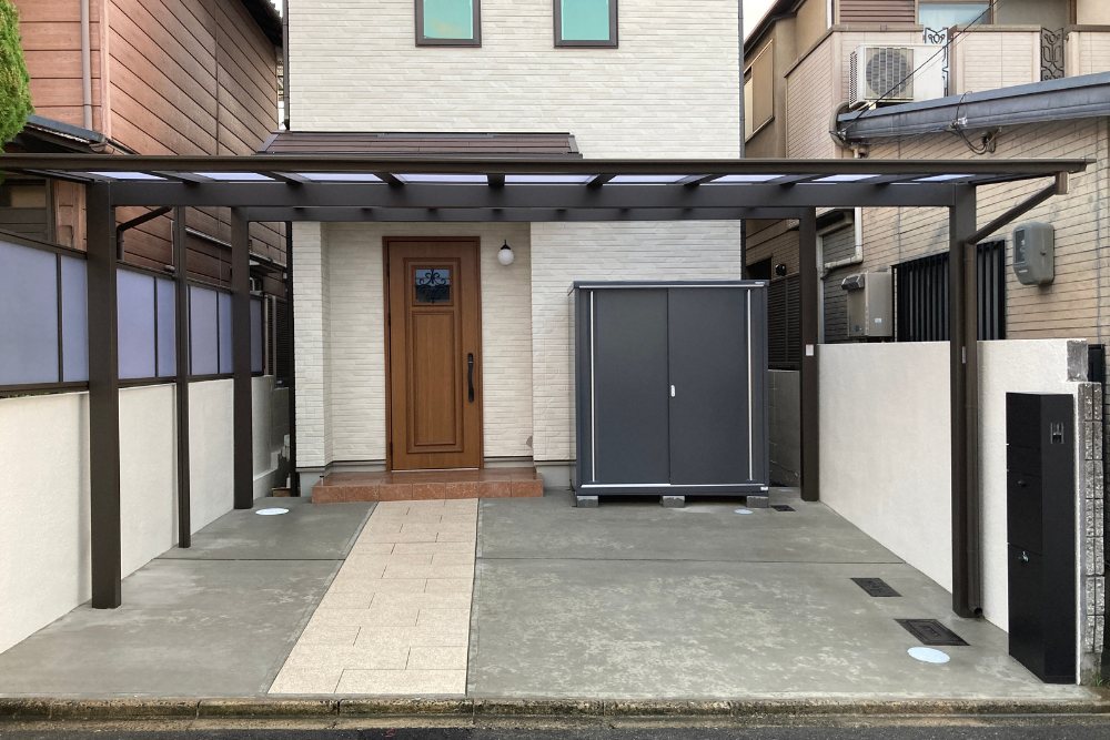 <最近の施工事例>京都独特の奥行の長い住宅での外構工事を一式で受注(建て替え住宅) <最近の施工事例>京都独特の奥行の長い住宅での外構工事を一式で受注(建て替え住宅)