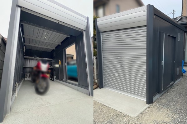 ＜最近の施工事例＞最高のバイクガレージ！お客様と複数回のやり取りを経てオプションを含め決定！