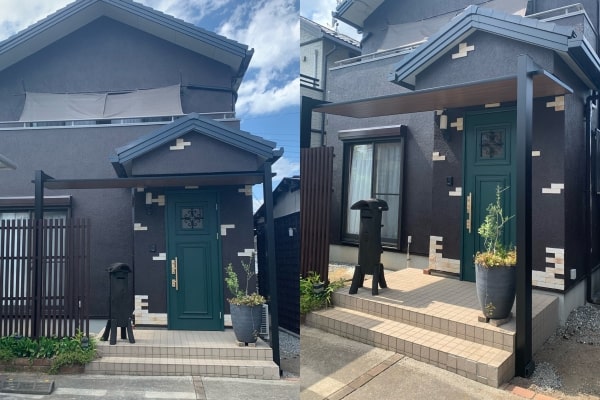 <最近の施工事例>独立テラスを初めて玄関に設置しました! <最近の施工事例>独立テラスを初めて玄関に設置しました!
