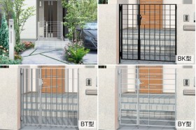 LIXIL アーキキャスト 門扉 BT型 BK型 BY型 標準門柱使用 標準納まり 両開き 親子開き/片開き