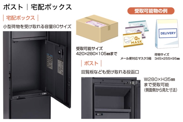 YKKAP allFACE オルフェス ポストユニット 機能門柱 ポスト＋宅配ボックス