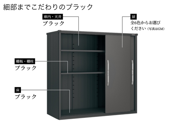 ヨド物置 BLACK ブラック エスモ 木目調扉（ESF-BK）