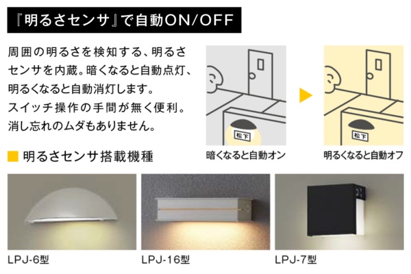 LIXIL エクステリアライト 表札灯 LPJ-16型 明るさセンサ付 LED AC100V