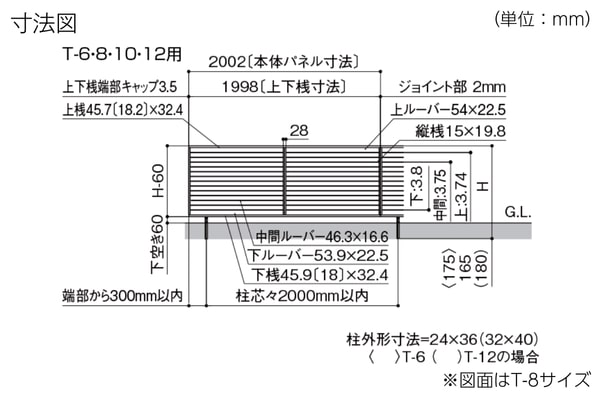 【2025年4月新価格】LIXIL フェンスAA ML1型（メタル調）横ルーバー