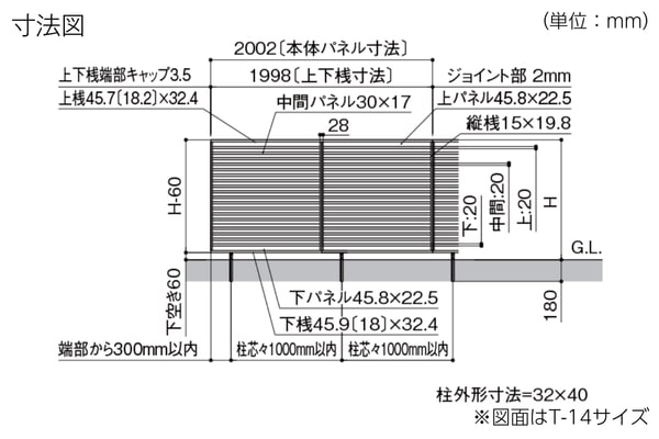 LIXIL フェンスAA MR1型（メタル調）横格子