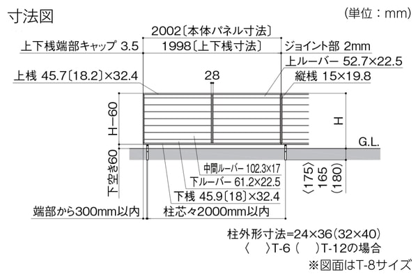 LIXIL フェンスAA YL1型（木調）横ルーバー