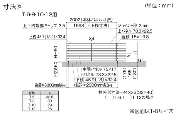 LIXIL フェンスAA YS2型（木調）横スリット