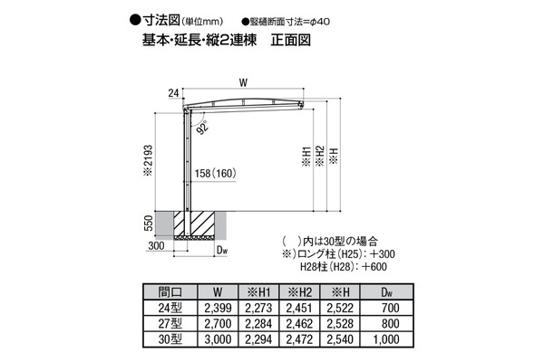 LIXIL カーポート フーゴA 1台用 延長タイプ