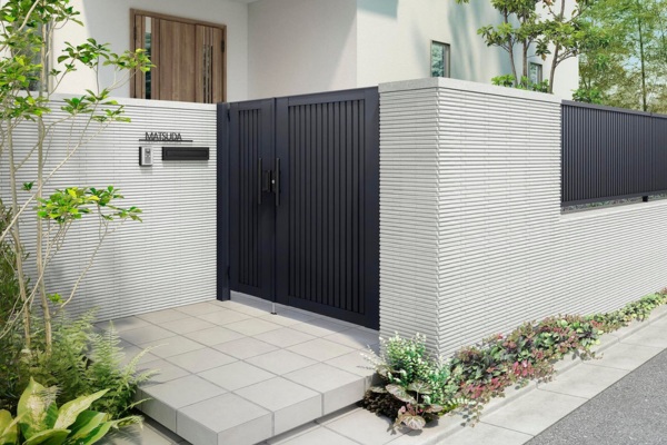 LIXIL 開き門扉AB（アルミ形材色）柱使用 両開き・片開き