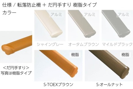 転落防止柵<br>+
手すりだ円形状（樹脂製） 