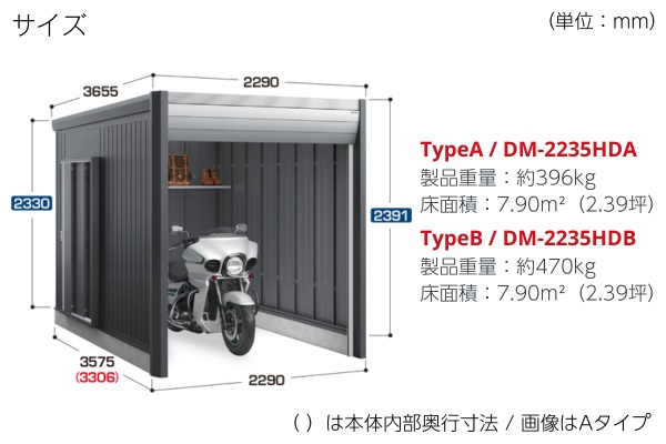 イナバ物置 バイクガレージ アルシアフィット 一般型 バイク保管庫（DM）