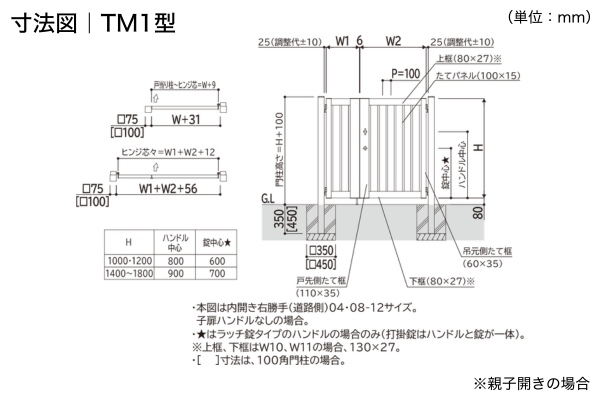 YKKAP ルシアス 門扉 TM1型 たて目隠し 門柱式 両開き/親子開き/片開き