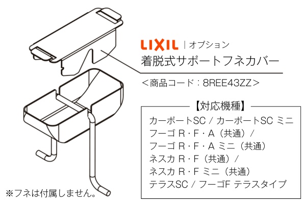 LIXIL TOEX オプション 着脱式サポートフネカバー 8REE43ZZ カーポートSC・フーゴ・ネスカ（各共通）