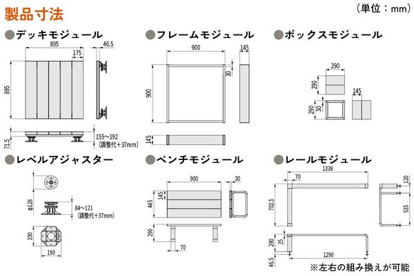 LIXIL Module Garden モジュールガーデン 標準納まりセット デッキモジュール 人工木デッキ DIY