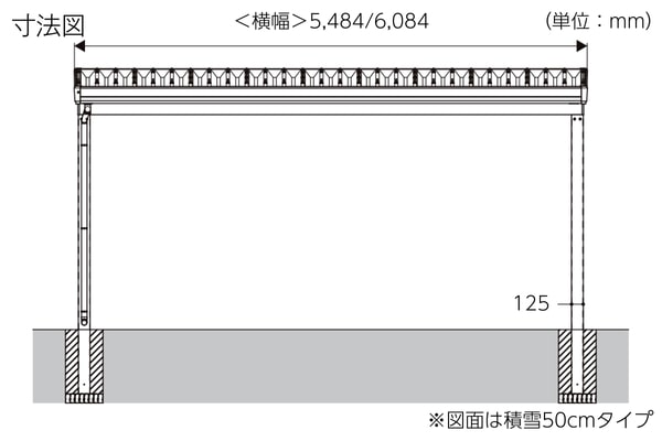 オリジナル商品 折板カーポート 2台用 耐積雪30cm相当対応・基準風速Vo=46m/s対応