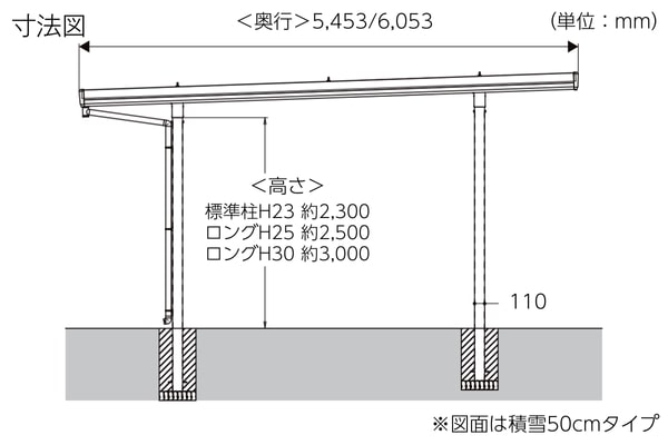 オリジナル商品 折板カーポート 2台用 耐積雪30cm相当対応・基準風速Vo=46m/s対応