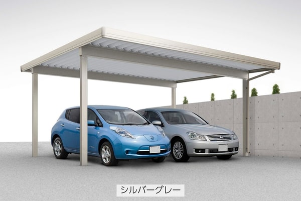 オリジナル商品 折板カーポート 2台用 耐積雪50cm相当対応・基準風速Vo=46m/s対応