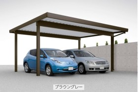 オリジナル商品 折板カーポート 2台用 耐積雪50cm相当対応・基準風速Vo=46m/s対応