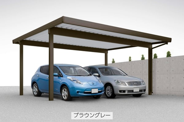 オリジナル商品 折板カーポート 2台用 耐積雪50cm相当対応・基準風速Vo=46m/s対応
