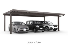 オリジナル商品 折板カーポート 3台用 耐積雪50cm相当対応・基準風速Vo=46m/s対応