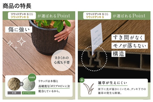 YKKAP リウッドデッキ S EG 束柱Sタイプ 高意匠タイプ｜人工木デッキ