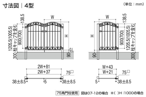 LIXIL ラフィーネ 門扉 1型 4型 アルミ鋳物 ロートアイアン 柱使用 門柱式 両開き/親子開き/片開き