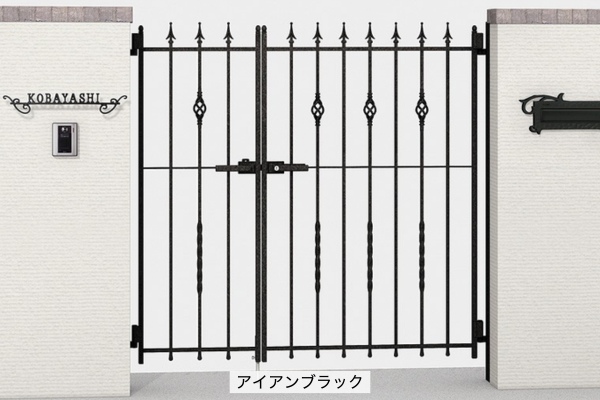 LIXIL ラフィーネ 門扉 2型 アルミ鋳物 ロートアイアン 柱使用 門柱式 両開き/親子開き/片開き