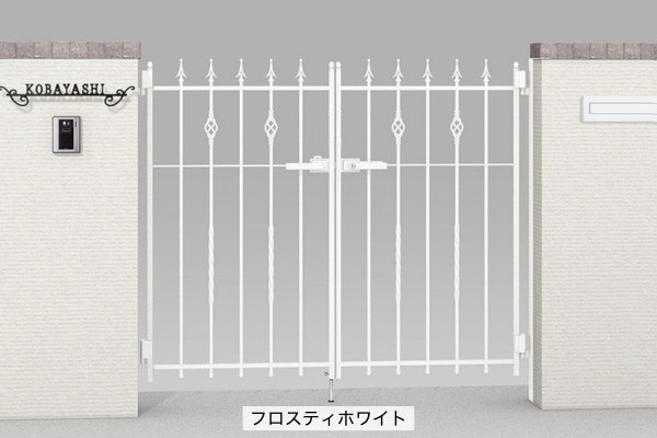 LIXIL ラフィーネ 門扉 2型 アルミ鋳物 ロートアイアン 柱使用 門柱式 両開き/親子開き/片開き