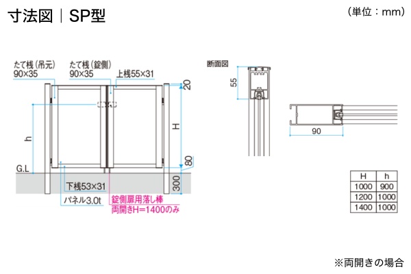 三協アルミ 形材門扉 レジリア SP型 採光パネル 門柱タイプ 両開き/親子開き/片開き