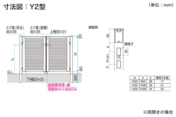 三協アルミ 形材門扉 レジリア Y2型 横太格子 T2型 たて太格子 門柱タイプ 両開き/親子開き/片開き