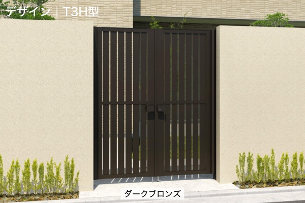 三協アルミ 形材門扉 レジリア Y3型 横板格子 T3型 たて板格子 門柱タイプ 両開き/親子開き/片開き 高尺・ハイタイプ対応