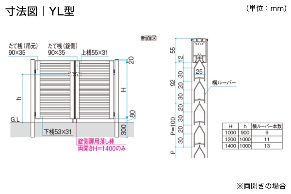三協アルミ 形材門扉 レジリア YL型 横ルーバー TL型 たてルーバー 門柱タイプ 両開き/親子開き/片開き 高尺・ハイタイプ対応