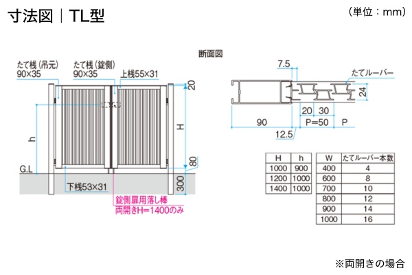 三協アルミ 形材門扉 レジリア YL型 横ルーバー TL型 たてルーバー 門柱タイプ 両開き/親子開き/片開き 高尺・ハイタイプ対応