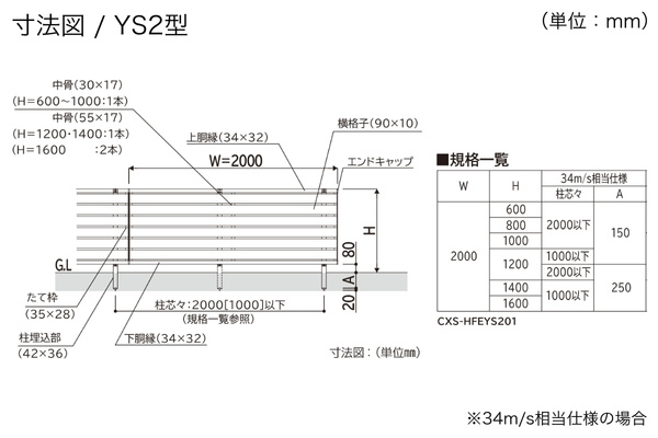 YKKAP シンプレオ フェンス YS1型 YS2型 YS3型 横スリット 高尺タイプ対応