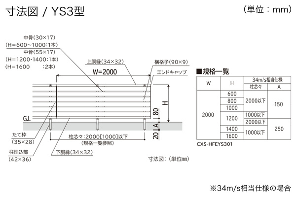 YKKAP シンプレオ フェンス YS1型 YS2型 YS3型 横スリット 高尺タイプ対応