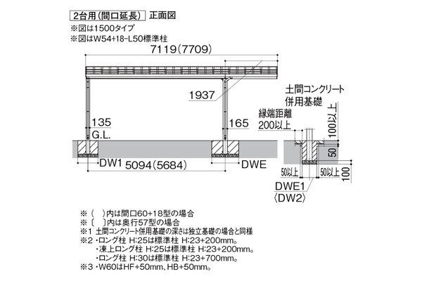 LIXIL カーポート ソルディーポート 1500 2台用 間口延長タイプ 耐積雪50cm相当対応