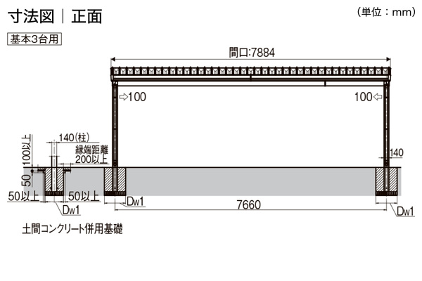 LIXIL カーポートSW 1500タイプ 3台用 耐積雪50cm相当対応