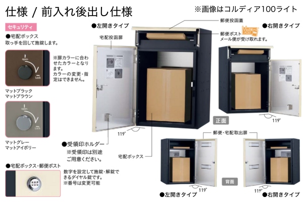 UNISON COLDIA コルディアライト 100ライト/80ライト/120ライト ポスト有り/ポスト無し 宅配ボックス｜据置きタイプ