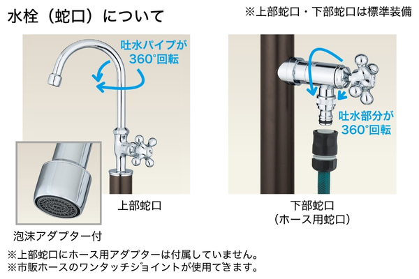 UNISON FINO フィーノスタンドⅡ 左右仕様 水栓2口 蛇口付き｜立水栓・水栓柱