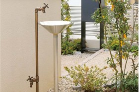 UNISON ガーデンシンク BARU バル 左右仕様 水栓2口 ポット 蛇口付き｜立水栓・水栓柱