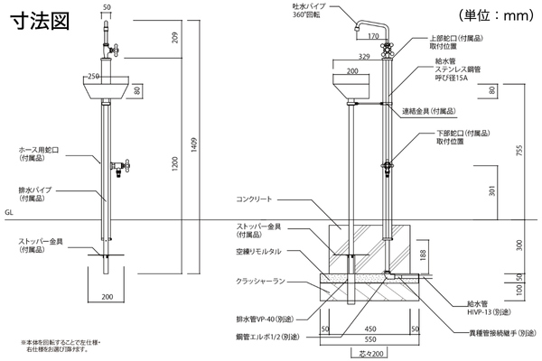 UNISON ガーデンシンク CASA カーサⅡ 左右仕様 木目調 水栓2口 ポット 蛇口付き｜立水栓・水栓柱