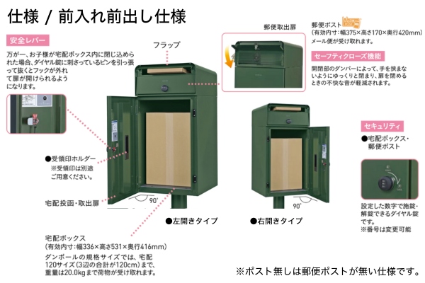 UNISON Kate ケイトⅡ ポスト有り/ポスト無し サインシール付 宅配ボックス｜スタンドタイプ