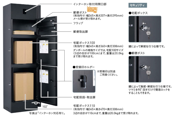 UNISON ユニットウォール Mies ミース 埋込仕様/アンカー仕様 郵便ポスト・宅配ボックス付｜機能門柱