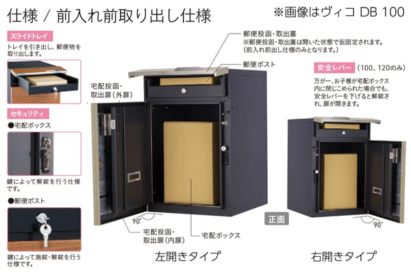 UNISON Vico ヴィコ DB スリム90/スリム100 宅配ボックス+ポスト 壁付仕様