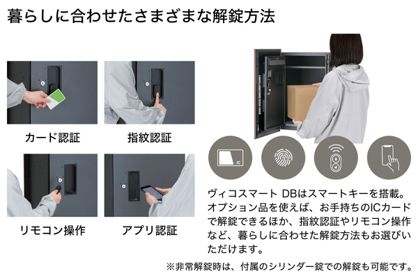【2025年12月発売】UNISON Vico ヴィコスマート DB 100/120 ポスト有り/ポスト無し スマートキー搭載宅配ボックス｜据置きタイプ