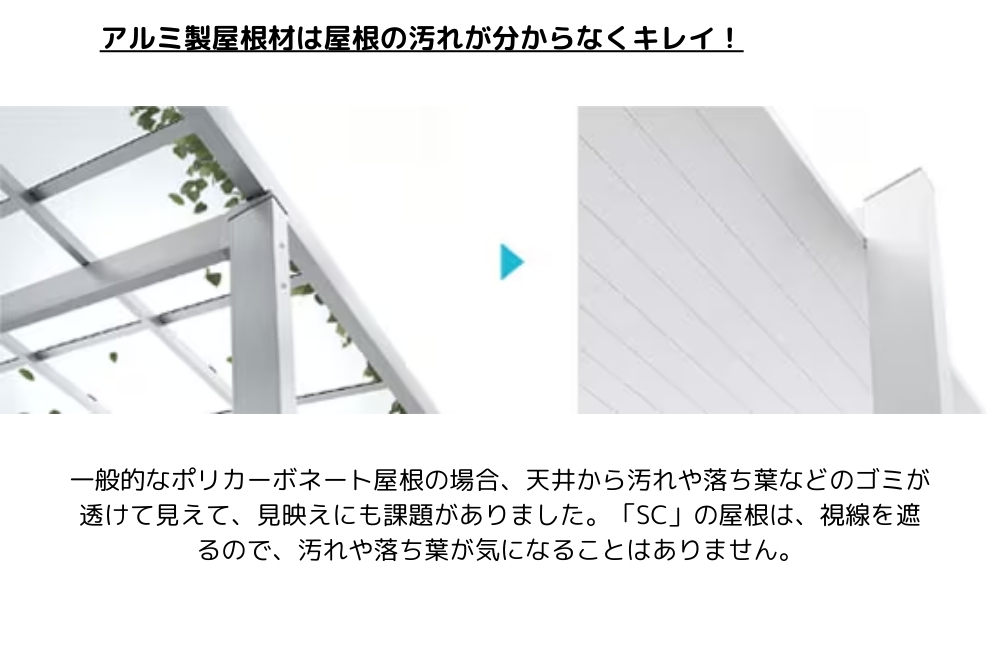 アルミ屋根の汚れ